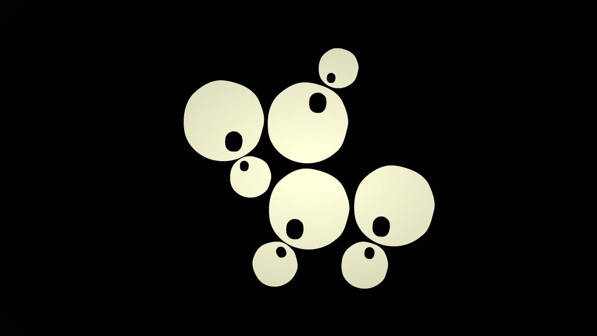 Still uit de animatie: een trippy metamorfose vanuit een celdeling