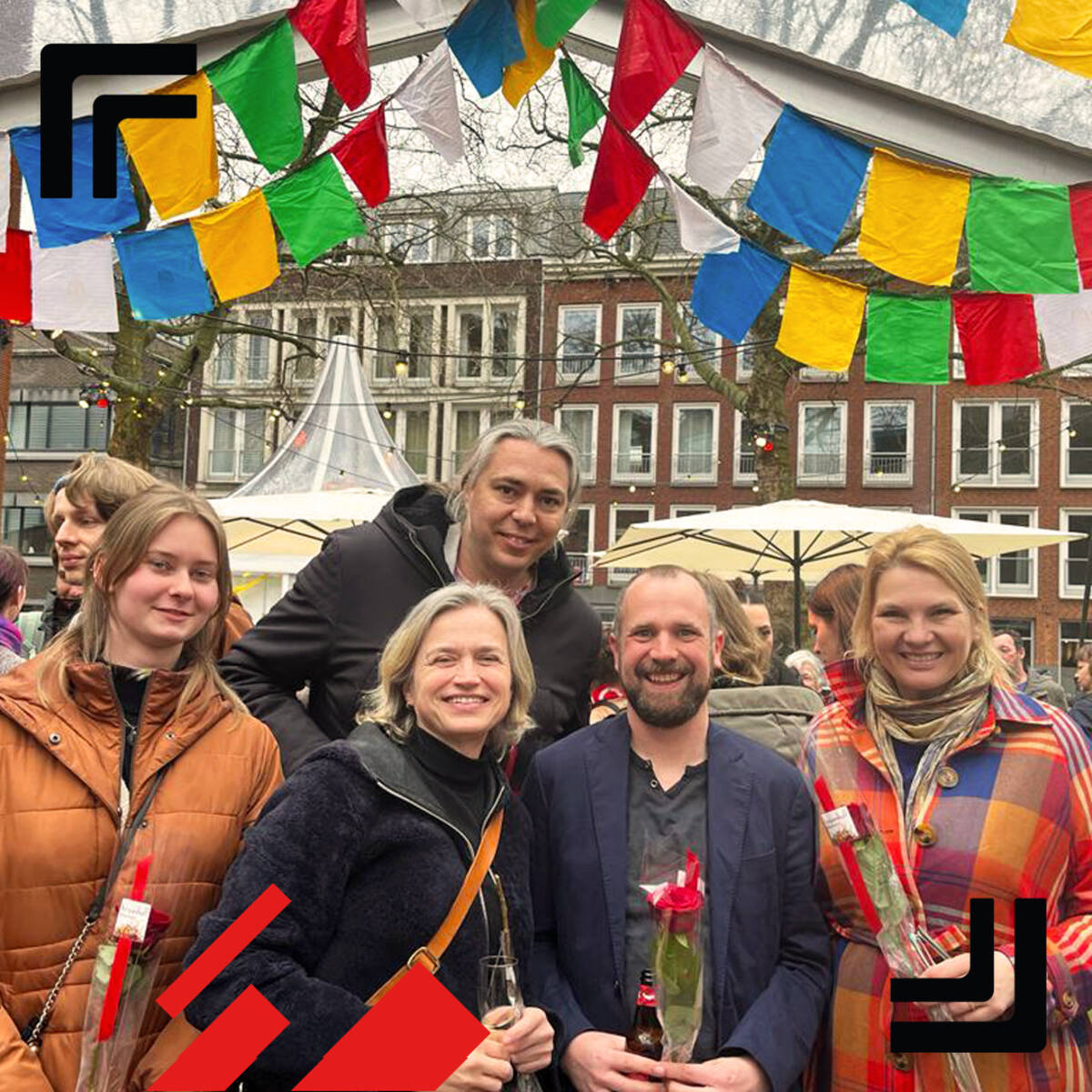Première in Nijmegen 2023. Van links naar rechts: Kyra Numan, Hester Overmars, Ralf Verbeek, Edward Kobus en Eveline Crone