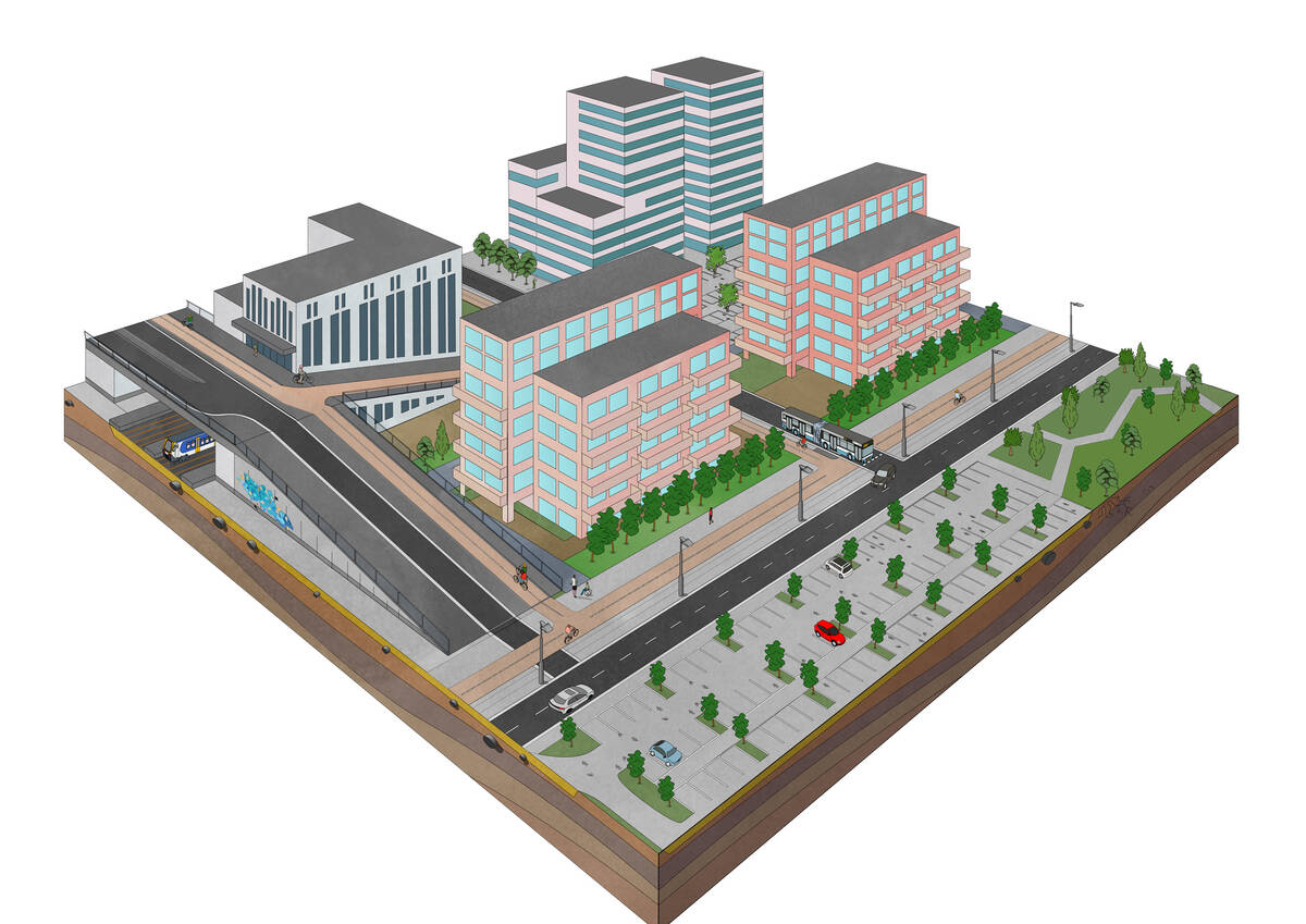Grijze, betonnen stadswijk in Amsterdam zonder groen