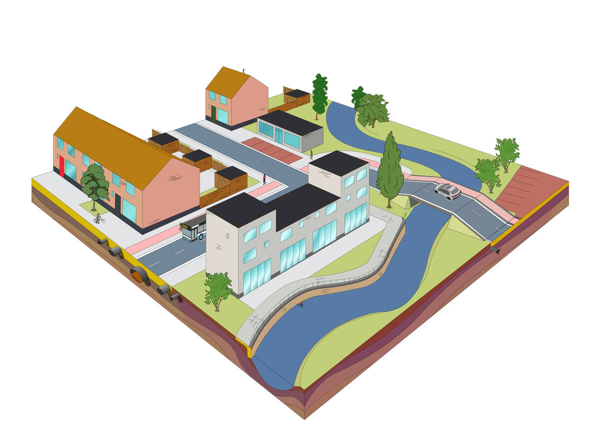 Grijze dorpswijk in Winterswijk met weinig groen