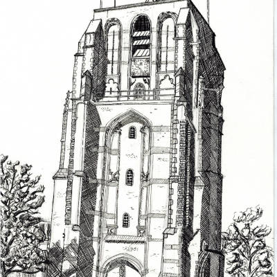 pentekening Oldehove door Edward Kobus