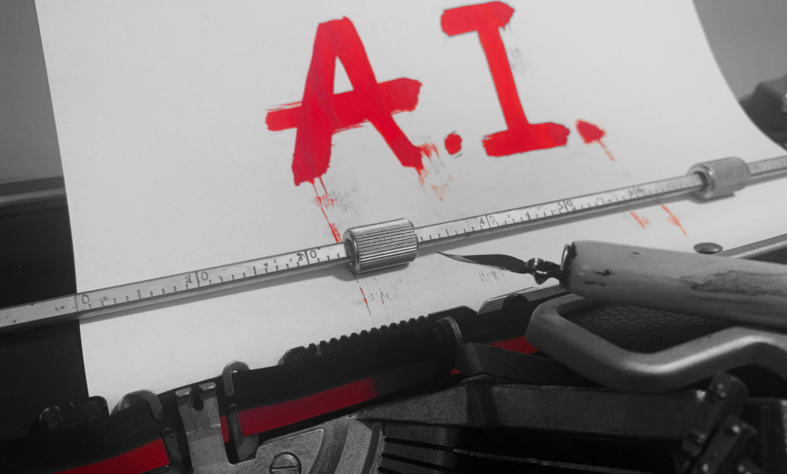 Illustratie typemachine met A.I.